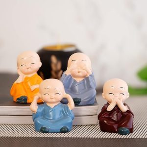 4 Monks Buddha Figurines - for Home Decor| Office Decor| Chrismas Decor| Diwali Decor| Vaastu Decor
