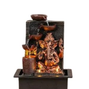 Lord Ganesha Indoor Water Fountain – LED Light & Cascading Bowl Design