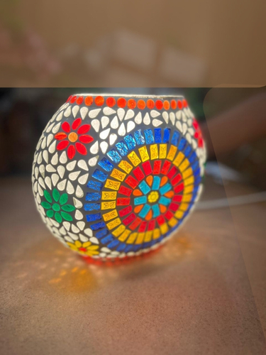Handcrafted Multicolor Mosaic Glass Lamp – Globe Design
