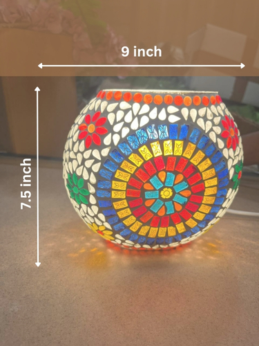 Handcrafted Multicolor Mosaic Glass Lamp – Globe Design - Image 3