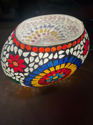 Handcrafted Multicolor Mosaic Glass Lamp – Globe Design - Image 2