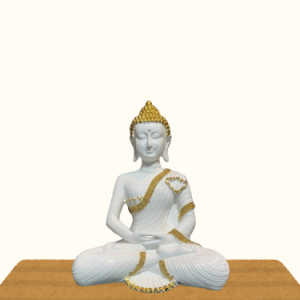White & Gold Meditating Buddha – Home & Office Decor Statue