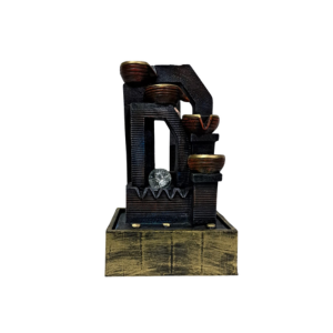 Housofy 4-Tier Polyresin Water Fountain with LED Light for Home Décor – 16.5 Inch Indoor Tabletop Waterfall Showpiece